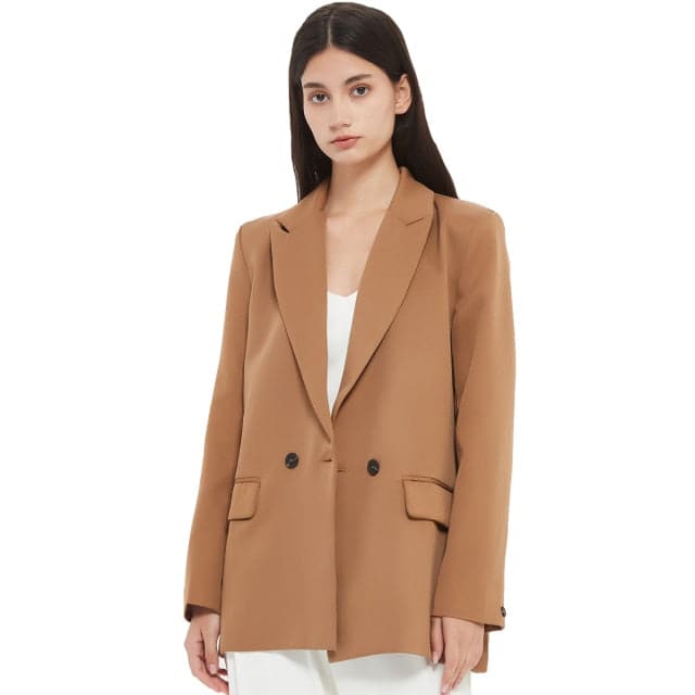 women's blazer jacket casual solid color double-breasted pocket decorative coat