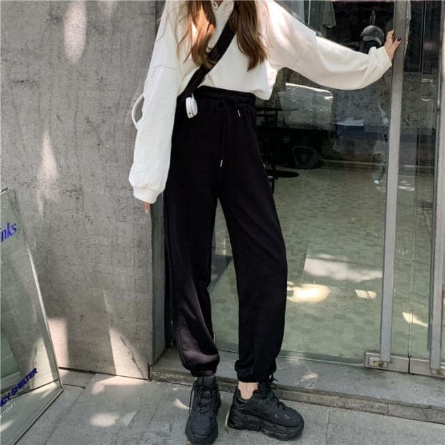 Women's Sports Pants Oversize Gray Joggers Sweatpants Loose Track Black Jogging Trousers For FemaleFashion