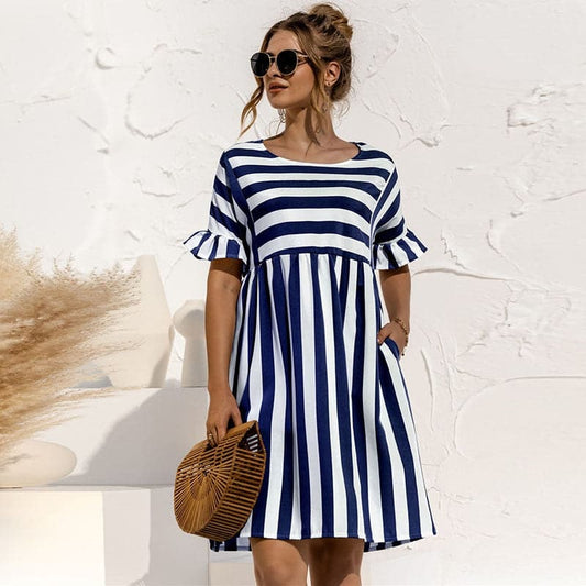 Summer Dress Cute Loose Print Sleeves Dresses