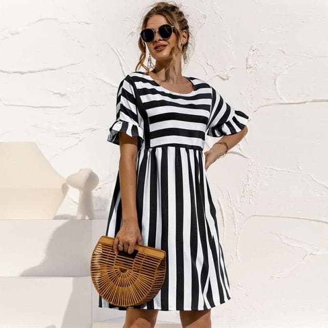 Summer Dress Cute Loose Print Sleeves Dresses