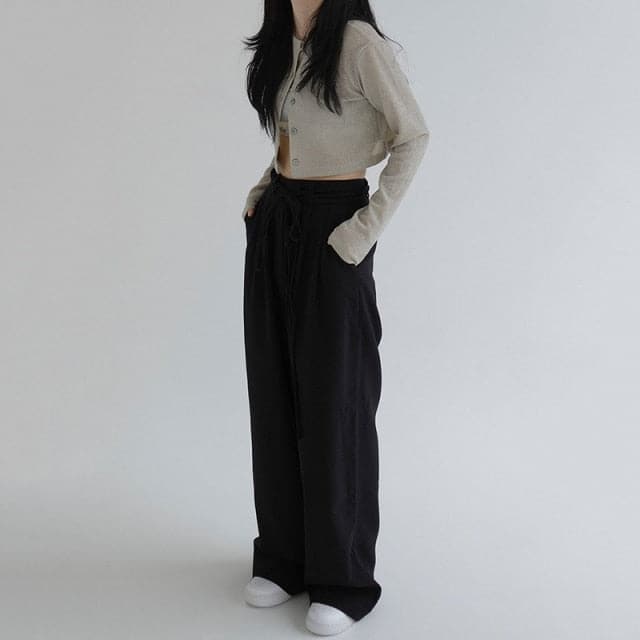 High Waist Wide Leg Long Suit Pants New Fashion Drawstring Loose Ladies Trousers Streetwear Casual Pantalones