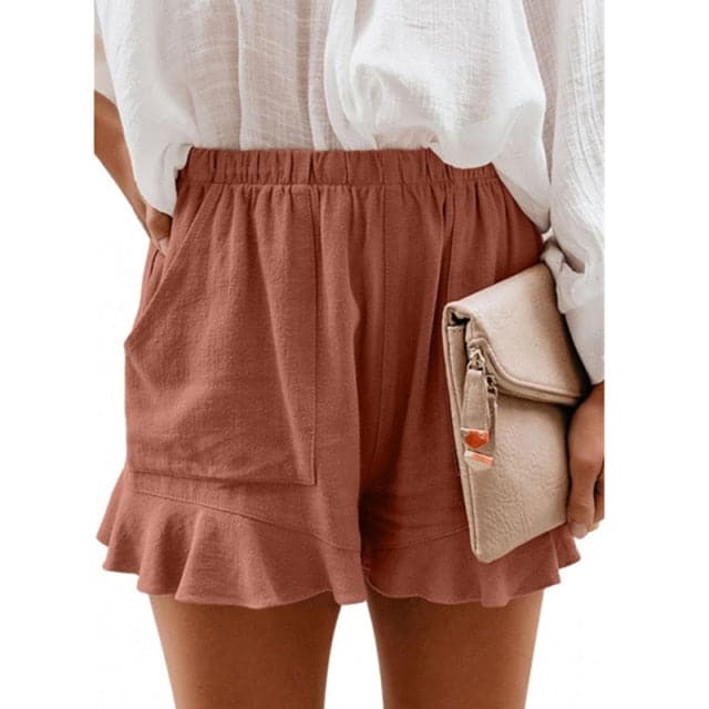 High Waist Loose Cotton Linen Shorts