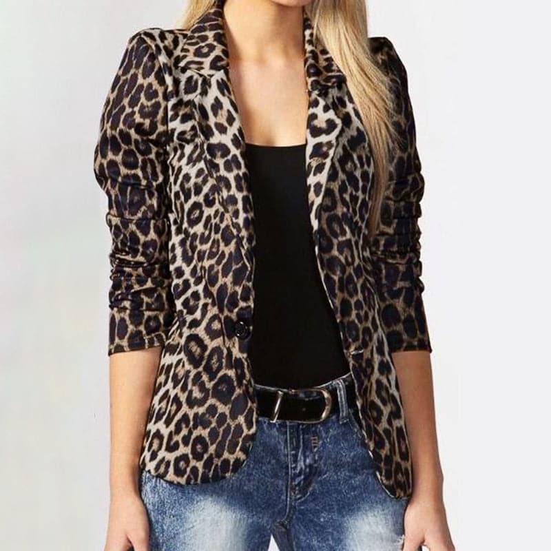 Fashion Leopard Lapel Coats