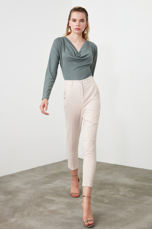 Pomegranate Flower Basic Casual Trouser Ankle Pencil Slim Fit Women's Pants Trouser Suits Woman Clothes