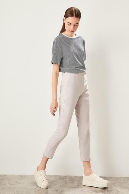 Pomegranate Flower Basic Casual Trouser Ankle Pencil Slim Fit Women's Pants Trouser Suits Woman Clothes