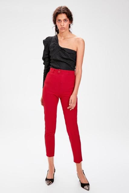 Pomegranate Flower Basic Casual Trouser Ankle Pencil Slim Fit Women's Pants Trouser Suits Woman Clothes