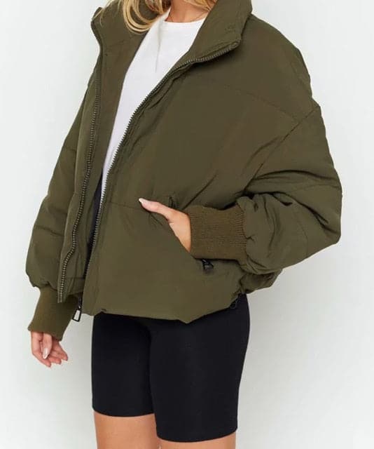 Women's Vintage Green Casual Pockets Coat