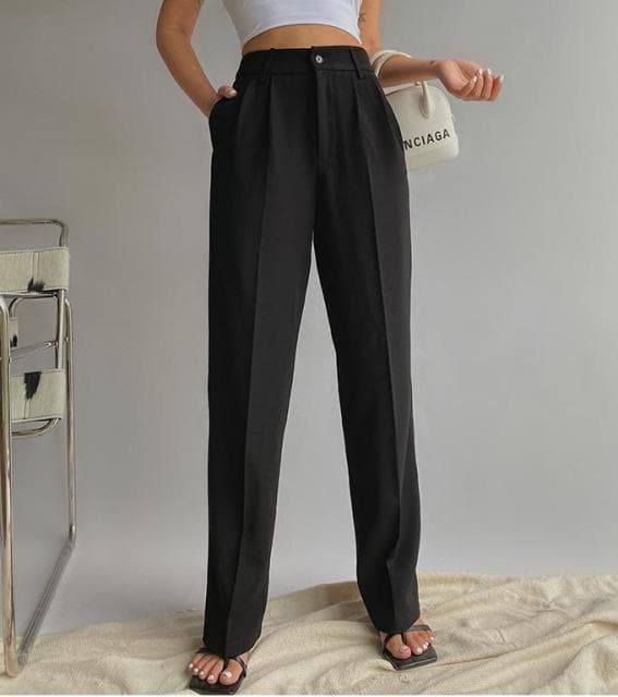 Spring New Office Lady High Quality Elegant Casual Fashion Wide Leg Female Pants Hot Sales
