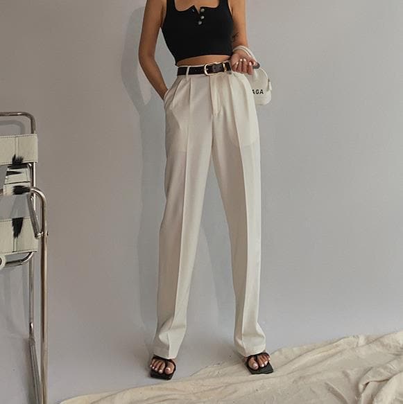 Spring New Office Lady High Quality Elegant Casual Fashion Wide Leg Female Pants Hot Sales