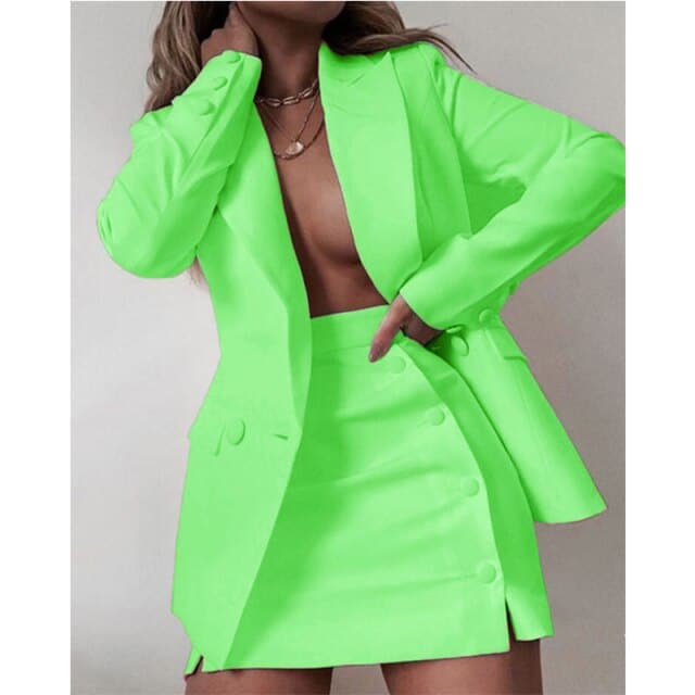 Fashion Streetwear Candy Colour Coat + Shorts Set