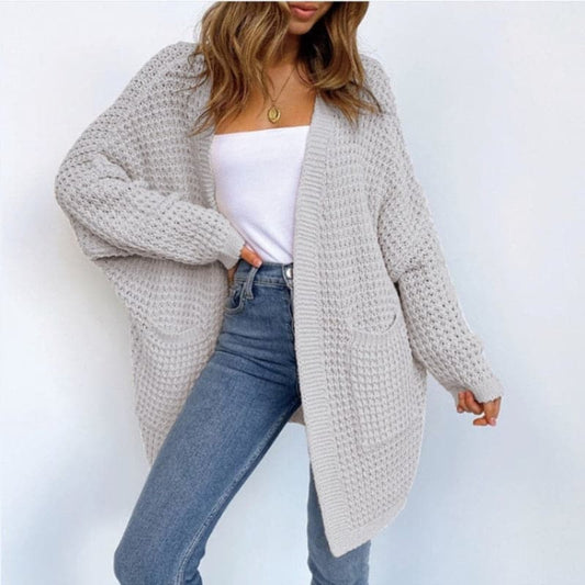 Pockets Long Sleeve Loose Knitted Sweaters