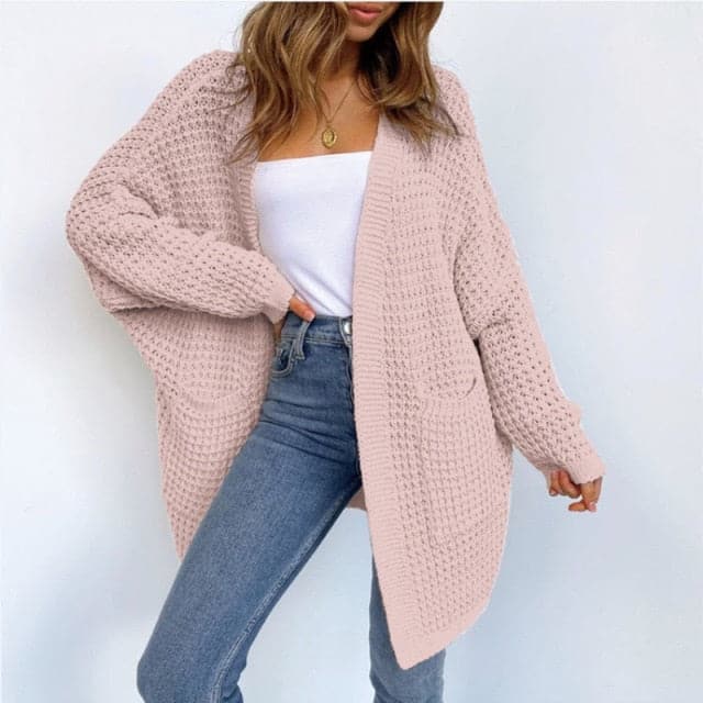 Pockets Long Sleeve Loose Knitted Sweaters