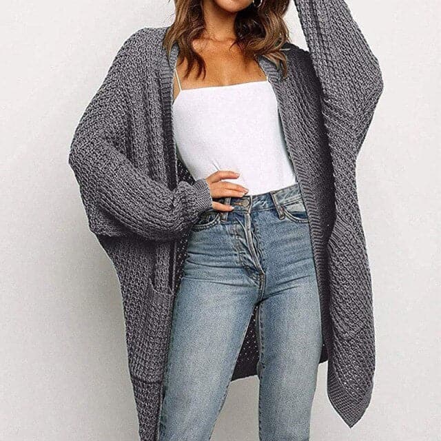 Pockets Long Sleeve Loose Knitted Sweaters