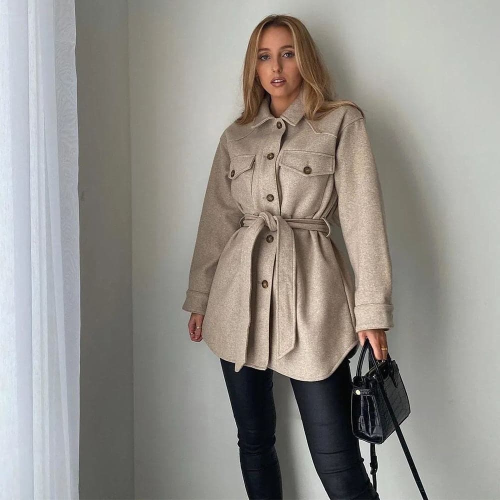 Long Sleeves Belted Warm Thicken Casual Coats