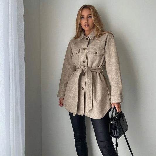 Long Sleeves Belted Warm Thicken Casual Coats
