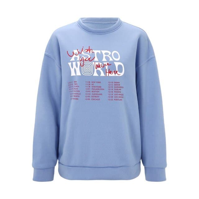 Thick Warm Sweatshirt Print Blue Sweatshirts Oversize Long Sleeve O Neck Loose Pullovers Female Tops