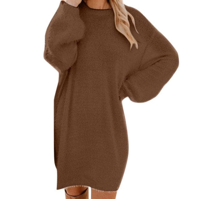 Casual Knit Turtleneck  Sweater Dresses