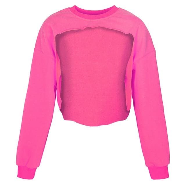 Irregular Cut Out Streetwear New O-neck Hoodies