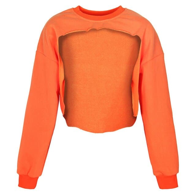 Irregular Cut Out Streetwear New O-neck Hoodies