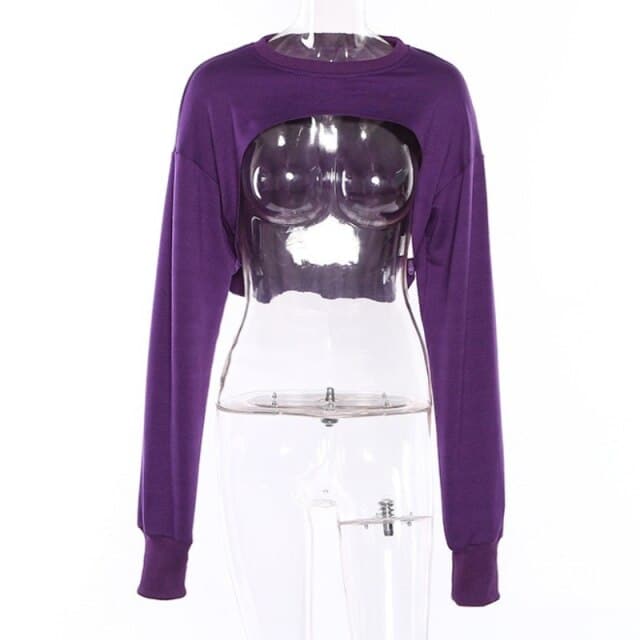 Irregular Cut Out Streetwear New O-neck Hoodies