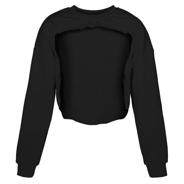 Irregular Cut Out Streetwear New O-neck Hoodies