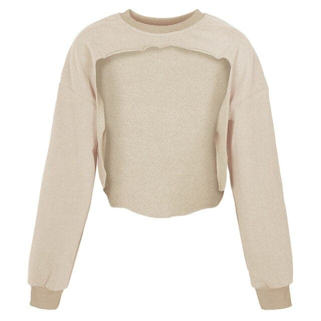 Irregular Cut Out Streetwear New O-neck Hoodies