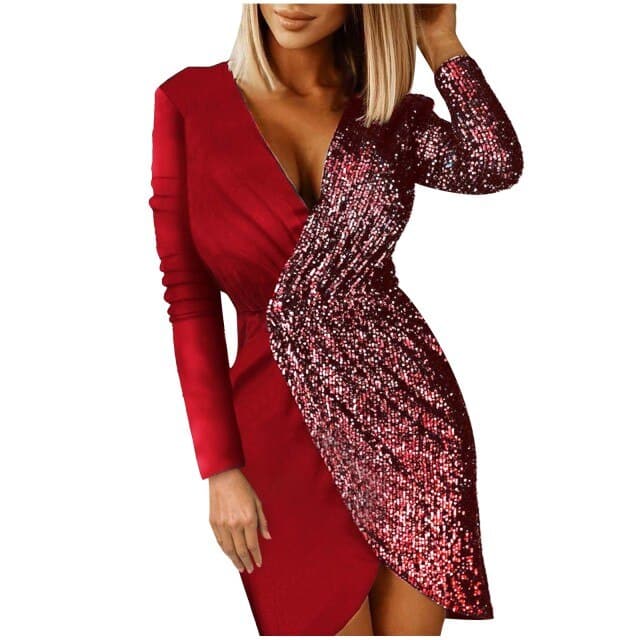 Fashion Sequin Stitching Dress