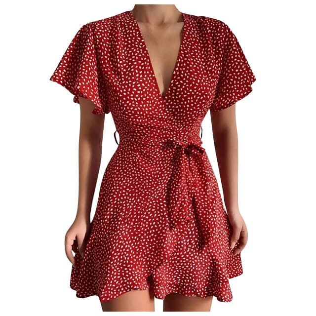 Butterfly Sleeve Vintage Short Mini Dress