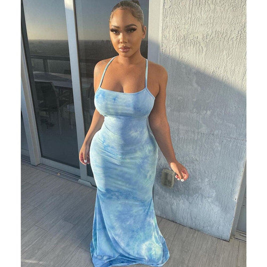 Elegant Backless Vacation Lace Up Sundress