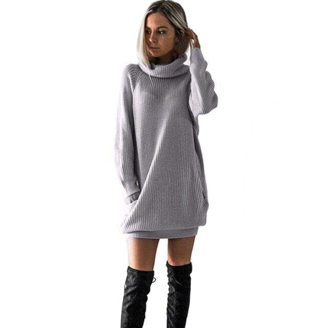 Womens Turtleneck Knitted Dress