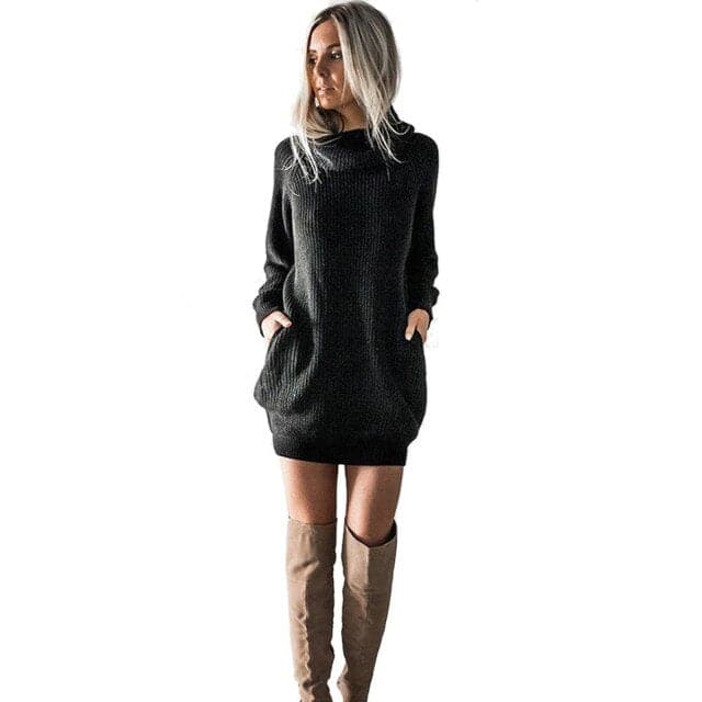 Womens Turtleneck Knitted Dress