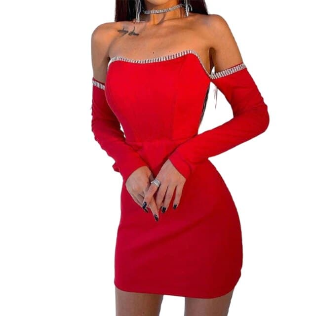 Corset Party Long Sleeve Diamond Mini Dress