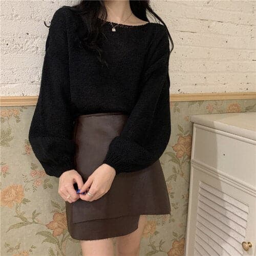 Knitted Sweaters Woman Colorblock Pull Femme Long Sleeve Crop Top Sweater Winter Clothes Korean Fashion