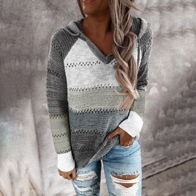 Patchwork Hooded Sweater