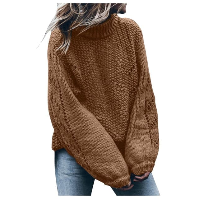 Pullovers Fashion Round Neck Long Sleeve Hollow Hole Loose Sweater Pullovers Jerseys