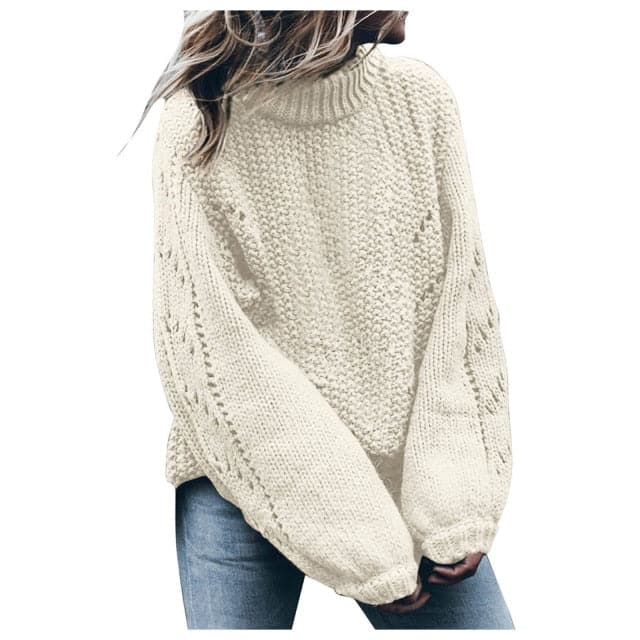 Pullovers Fashion Round Neck Long Sleeve Hollow Hole Loose Sweater Pullovers Jerseys