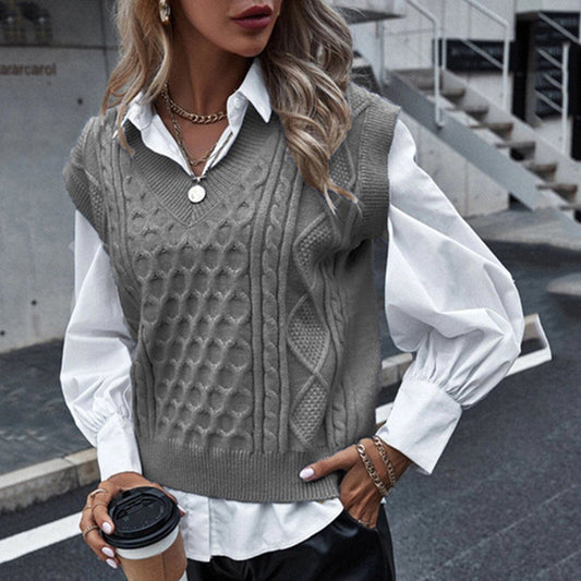Fashion Preppy Style Sleeveless Vest Sweater