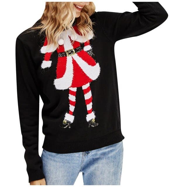Christmas Sweater Harajuku Knitted Streetwear Cute Little Penguin Cartoon Pullover O-Neck Oversize Casual Ladies Sweaters