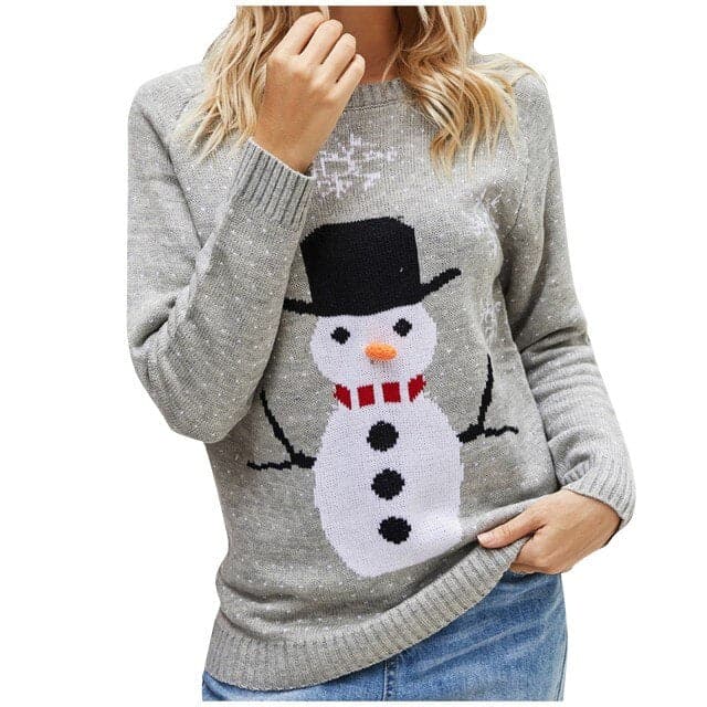 Christmas Sweater Harajuku Knitted Streetwear Cute Little Penguin Cartoon Pullover O-Neck Oversize Casual Ladies Sweaters