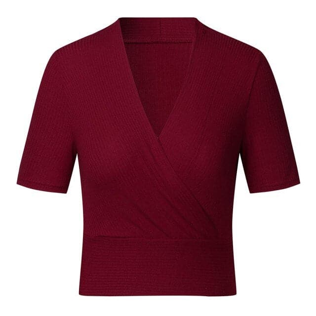 Womens Summer  Casual Solid Deep V Neck Blouse Tops