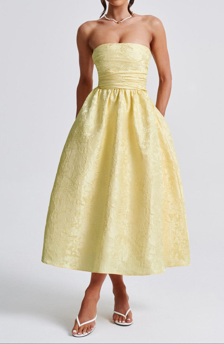 Emily Midi Dress - Lemon